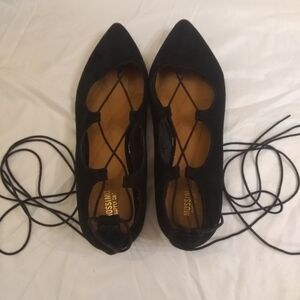 Mossimo Supply Co. Women's Black Suede Lace Up Ghillie Flats
